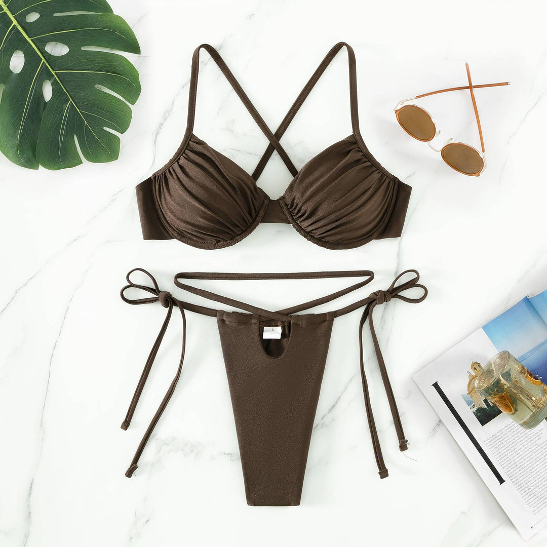 Dame Bikini-sæt med raffinerede krydsstropper og høj udskæring Stilla