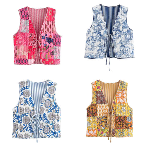 Femme Stepp-Blomster-Patchwork-Vest Stilla