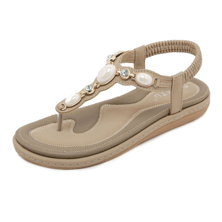 Dame Elegante Tåsplit Sandaler med Rhinsten- og Perleudsmykninger Stilla