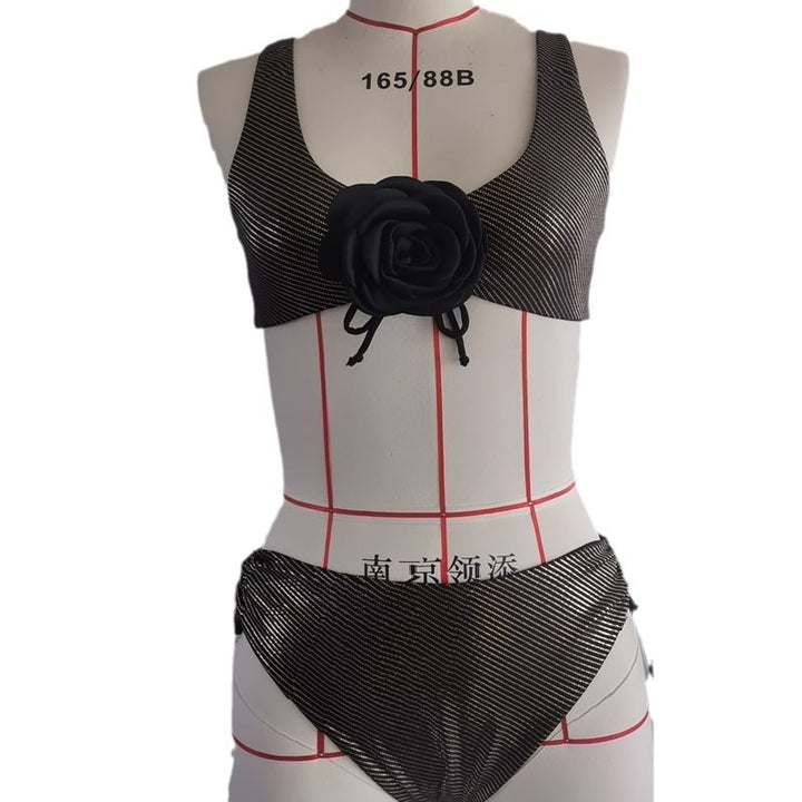 Dame Bikini-sæt med floral applikation og glamourøse accenter Skovae