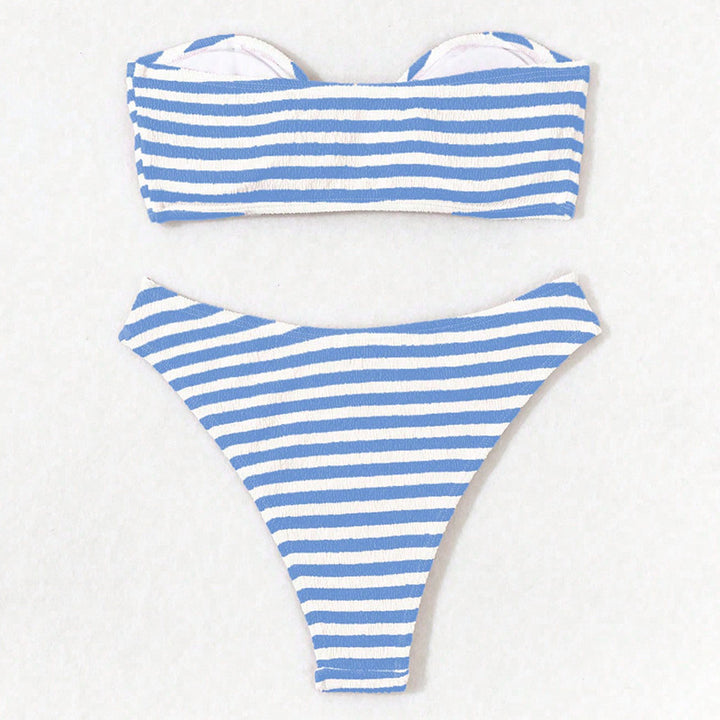 Dame Bandeau-bikini med moderne knude design og højt skåret trusser Skovae