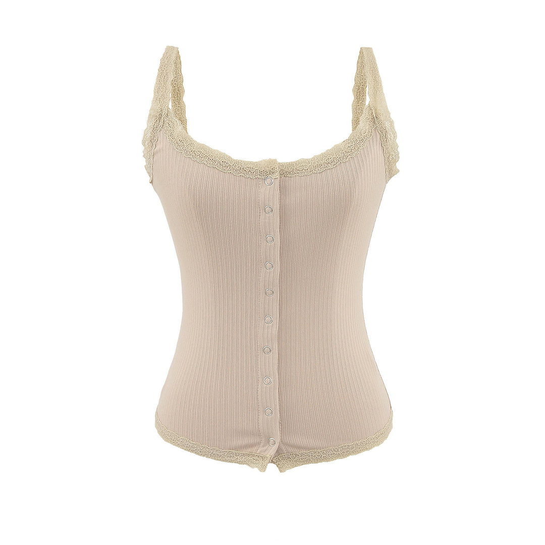 Dame spids-langærmet-crop-top med knaplukning og elastisk struktur Stilla
