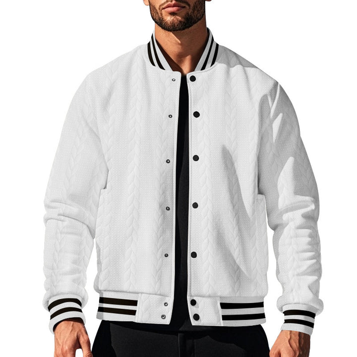 Herre moderne strik-bomberjakke med quiltet design og sidelommer Stilla
