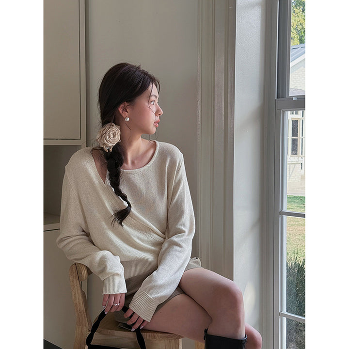 Dame afslappet vapped sweater med stilfulde knapper og moderne snit Stilla