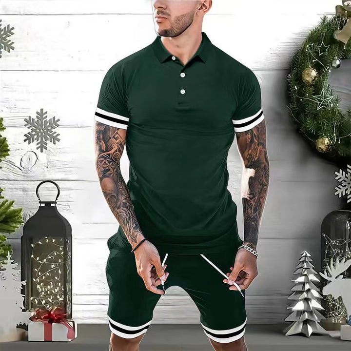 Herrer Sporty Kortærmet Poloshirt med kombineret Shorts-sæt Stilla