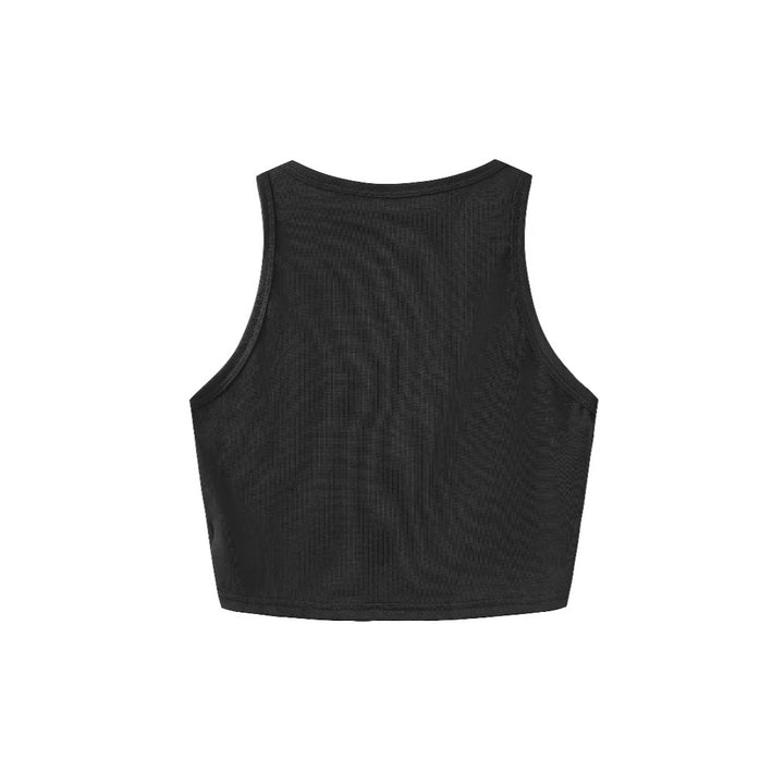 Dame Crop-Top med iøjnefaldende grafikdesign og edgy tekst Skovae