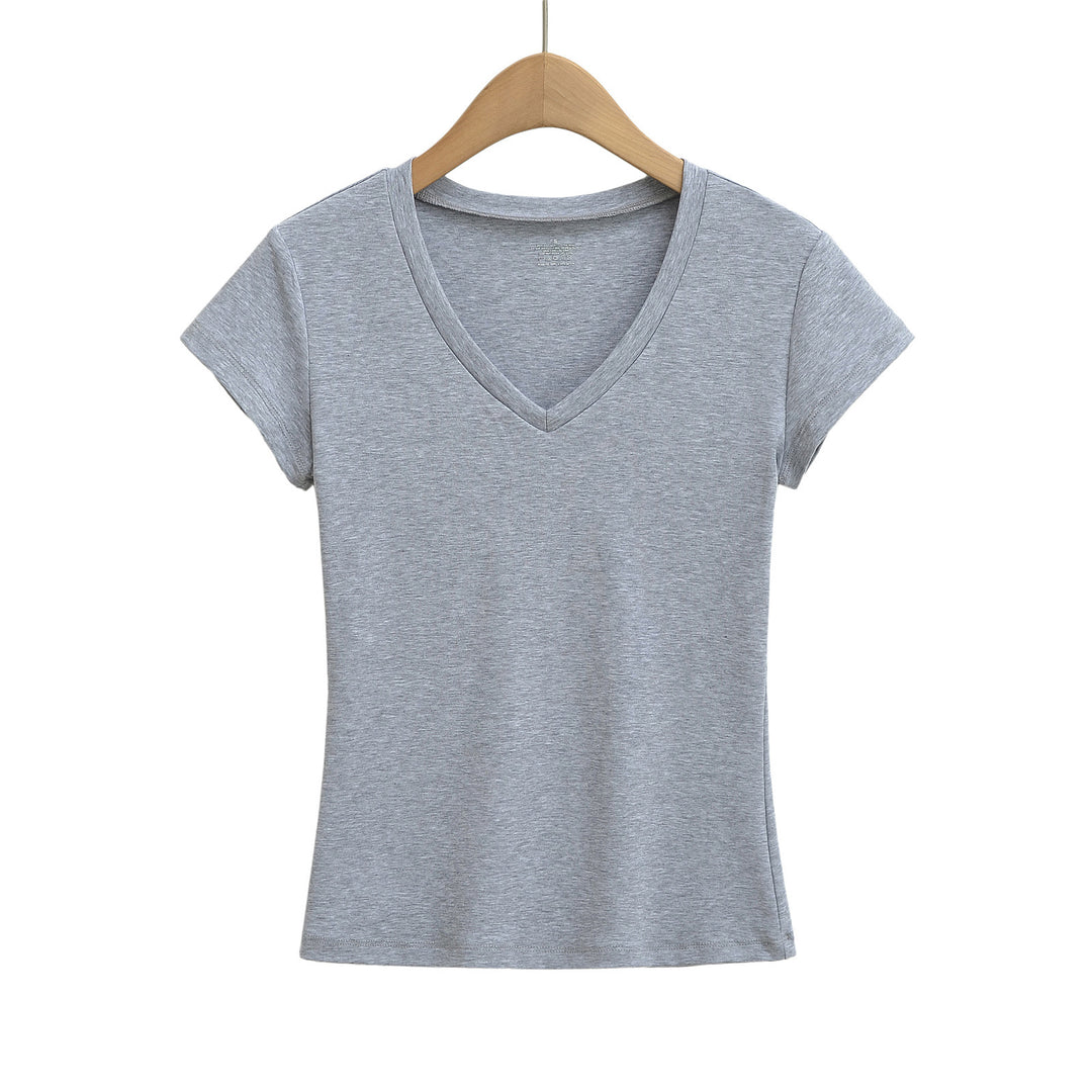 Dame V-hals T-shirt lavet af åndbart strækstof Stilla