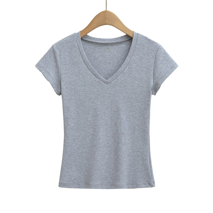 Dame V-hals T-shirt lavet af åndbart strækstof Stilla
