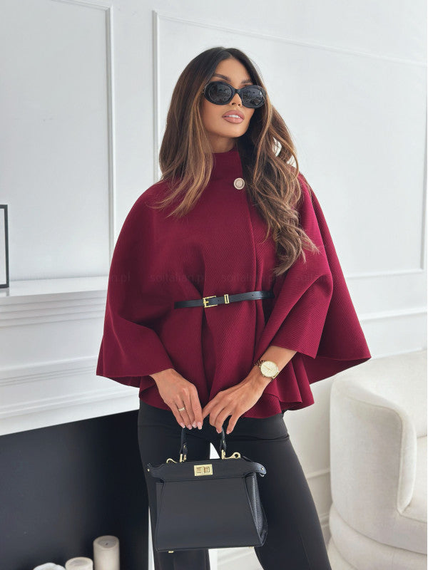 Dame Elegant Oversized-Cape med bælte og moderne snit Stilla
