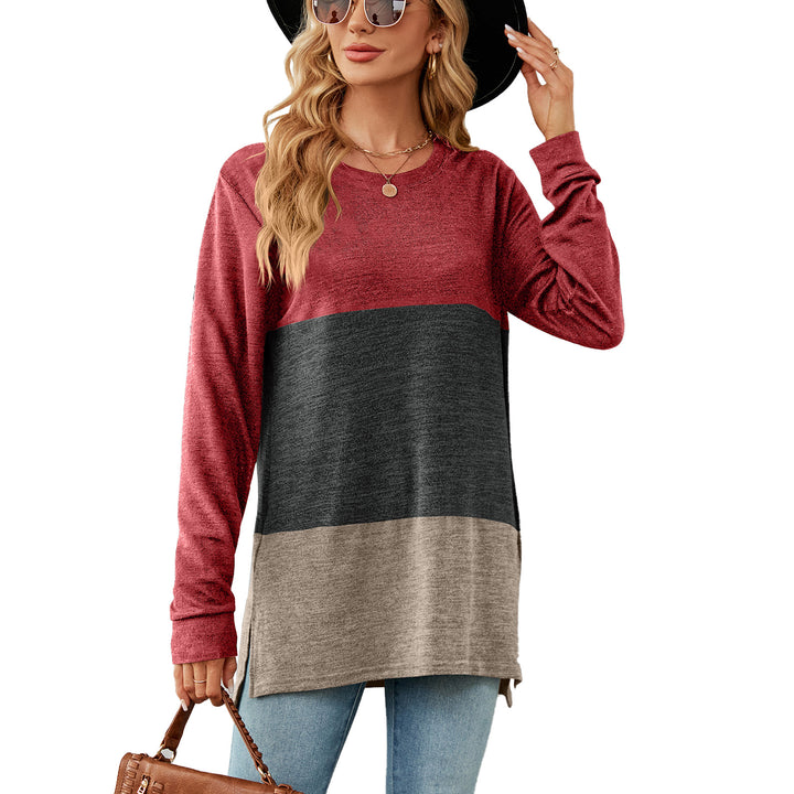 Dame Lang Sweater med moderne farveblokdesign og side slidser Stilla