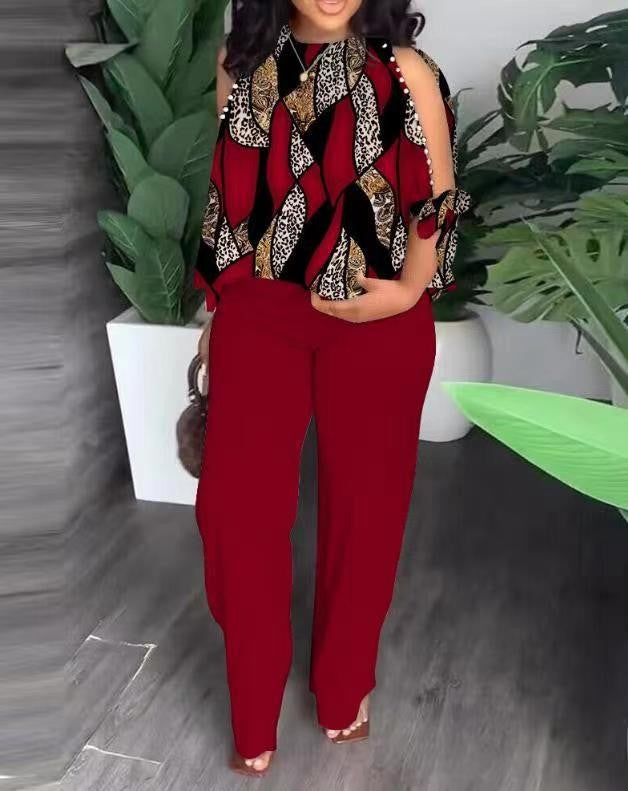 Dame Elegant designet sommeroutfit med blomstermønster og skulderfri overdel Skovae