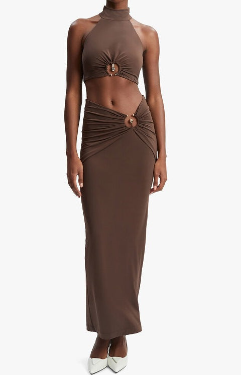 Femme Samtids Cutout To-delt Kjole Stilla
