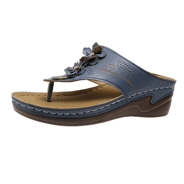Dame Wedge-sandaler med elegant blomsterapplikation og anatomisk fodseng Stilla