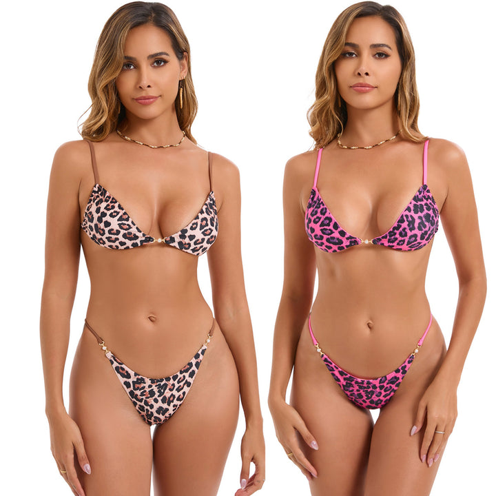 Damer Triangel-Bikini med justerbare stropper og elegant blomstertryk Skovae