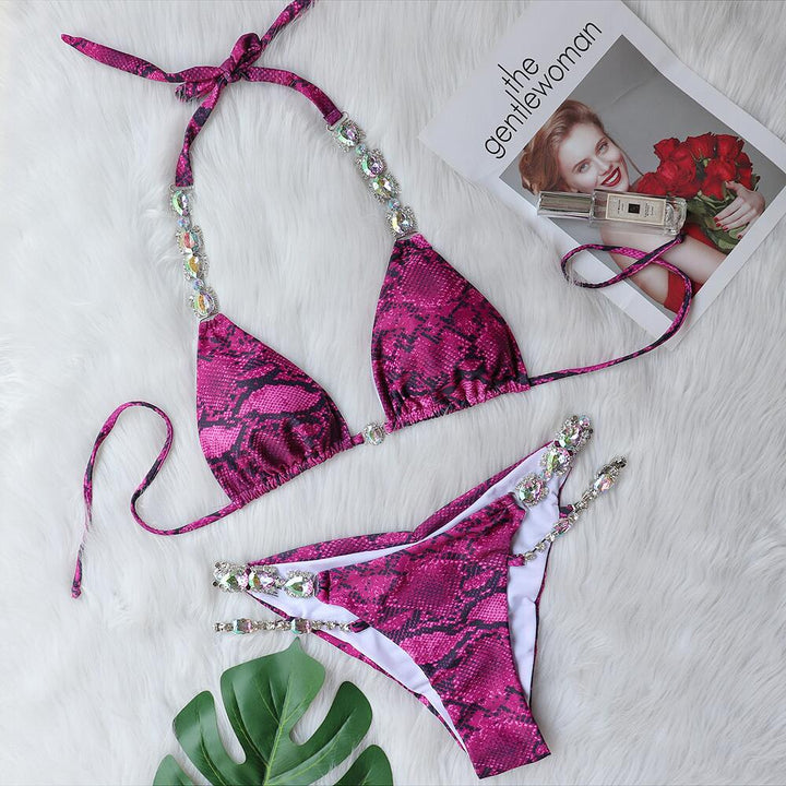 Fashion-Forward Dame Slangeskindsprint Bikini Sæt Stilla