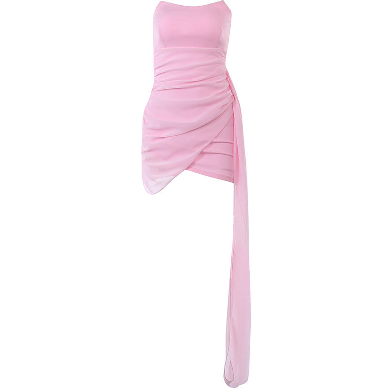 Dame Elegant Wrap Kjole med Finer Drapering Design og Peplum