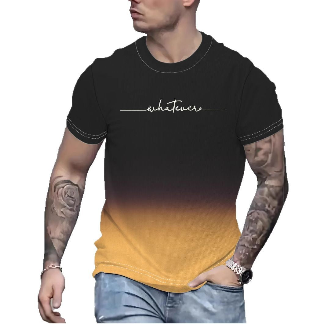 Herrer T-shirt med kreativ inskrift og moderne farvegradient Stilla