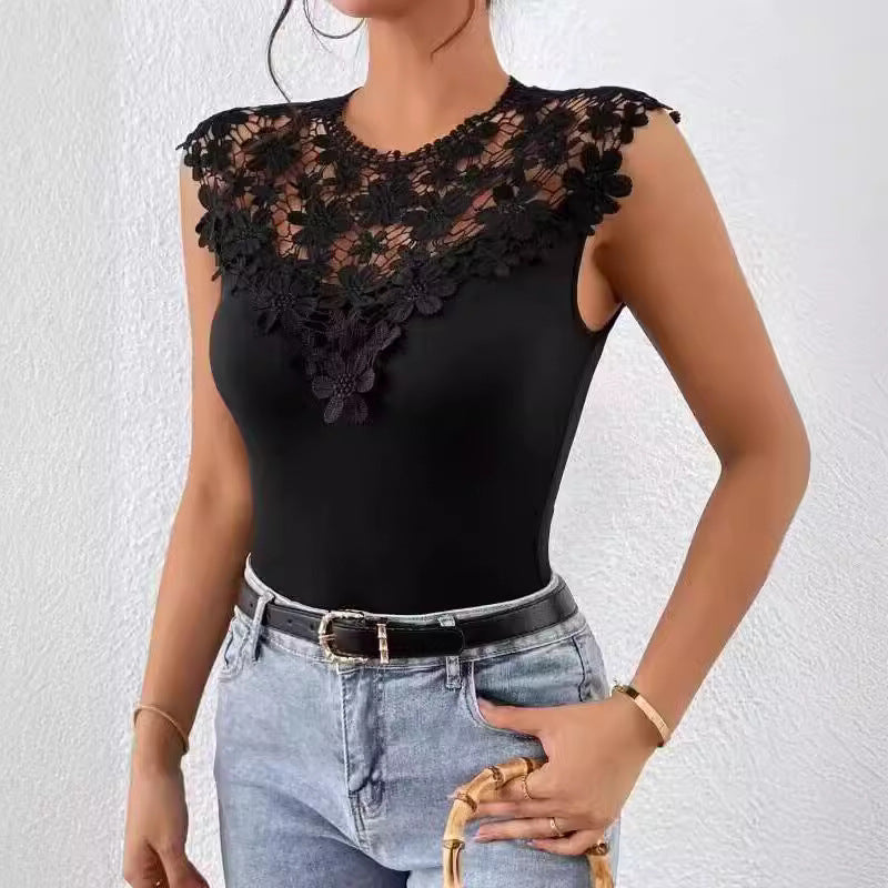 Dame Floral Spids Dekoreret Bodysuit Stilla
