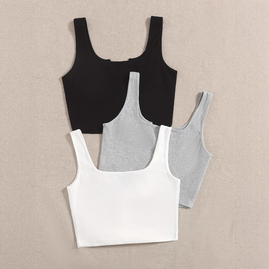 Dame Crop Top Sæt med knaplukning og brede stropper Stilla