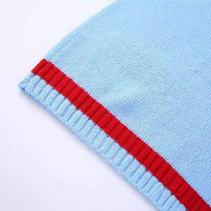 Femme Behagelig Strikket Ærmeløs Pullover Vest med Malerisk Broderi Stilla