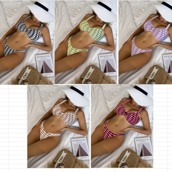Dame bikini-sæt med innovativt design og raffineret stribemønster Stilla