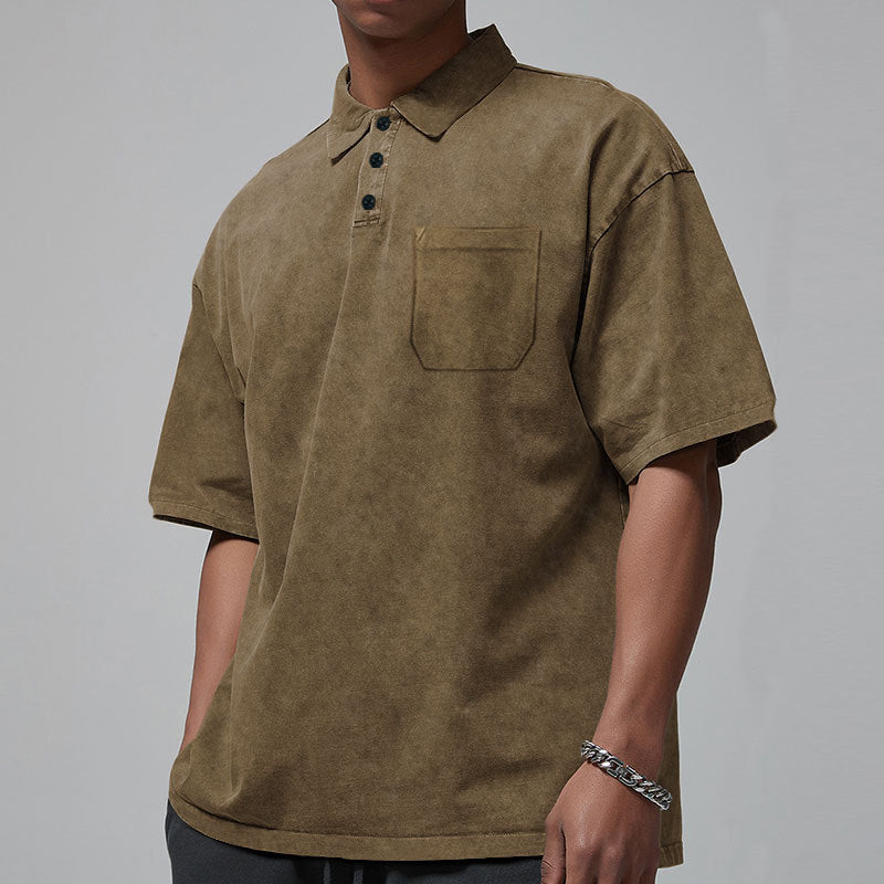 Herren afslappet poloshirt med brystlomme og mode design Stilla