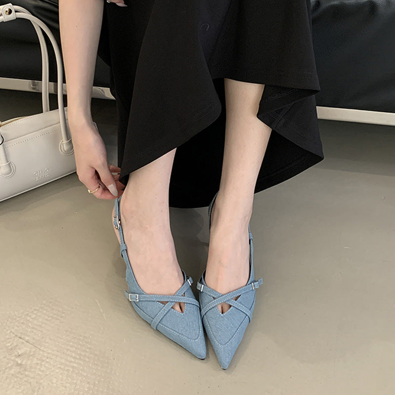 Dame Slingback Pumps med moderne Criss-Cross-rem design Stilla