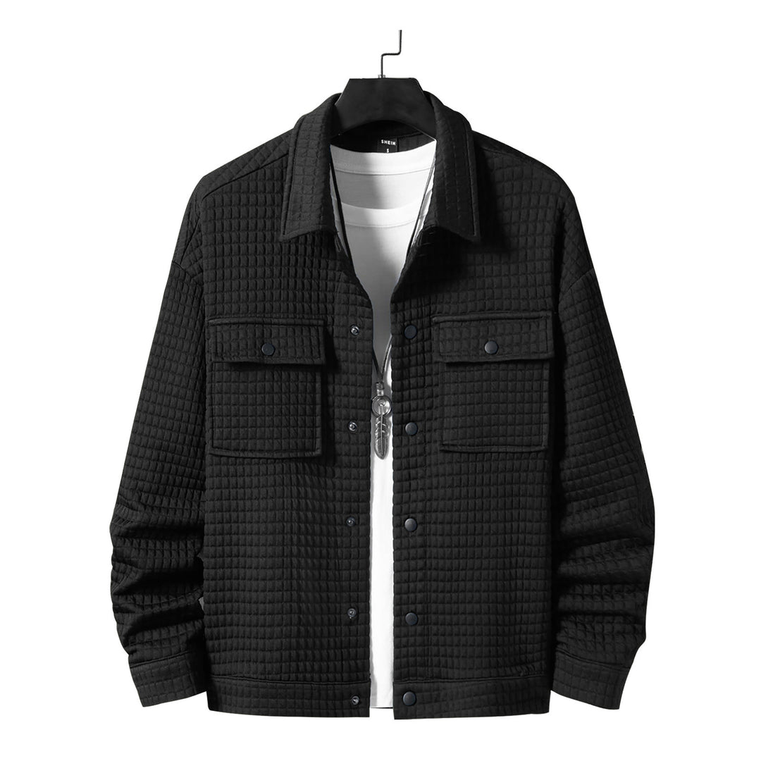 Herre nan quiltet overshirtjakke med kvadratisk quiltstruktur og påsyede brystlommer Skovae