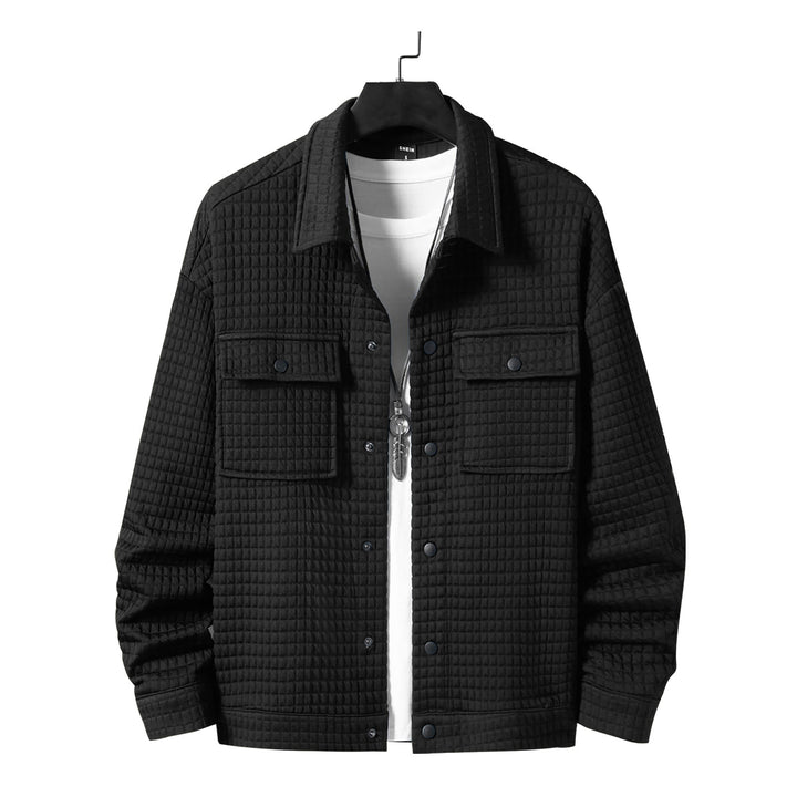 Herre nan quiltet overshirtjakke med kvadratisk quiltstruktur og påsyede brystlommer Skovae