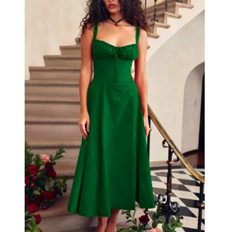 Dame maxikjole med floral design og elegant slids Skovae