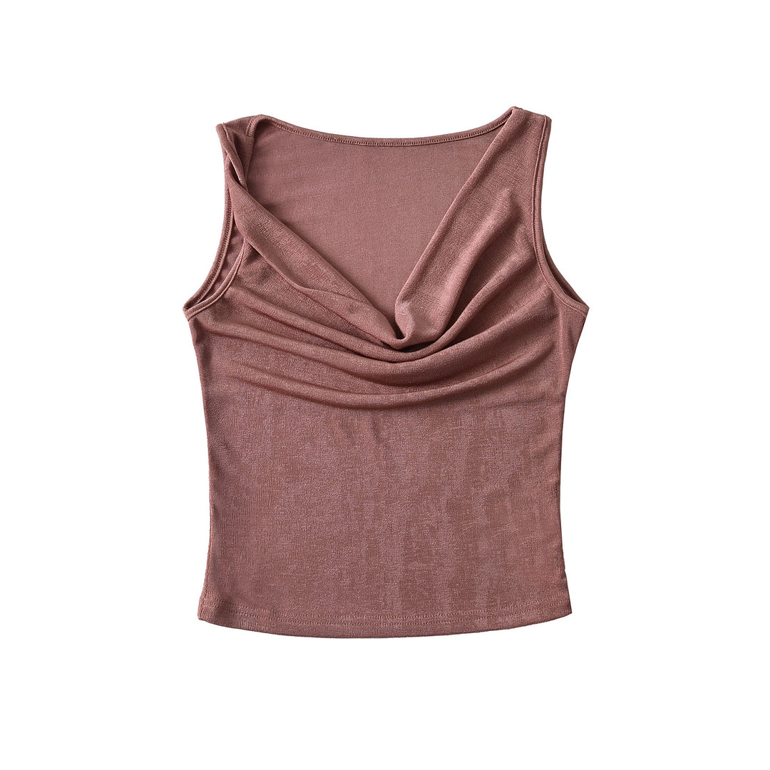 Dame ærmeløs charmerende top med raffineret drapering-design Stilla