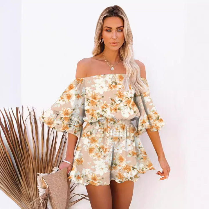 Kvinder Off-Shoulder Kort Overall med Voluminøse ærmer Stilla