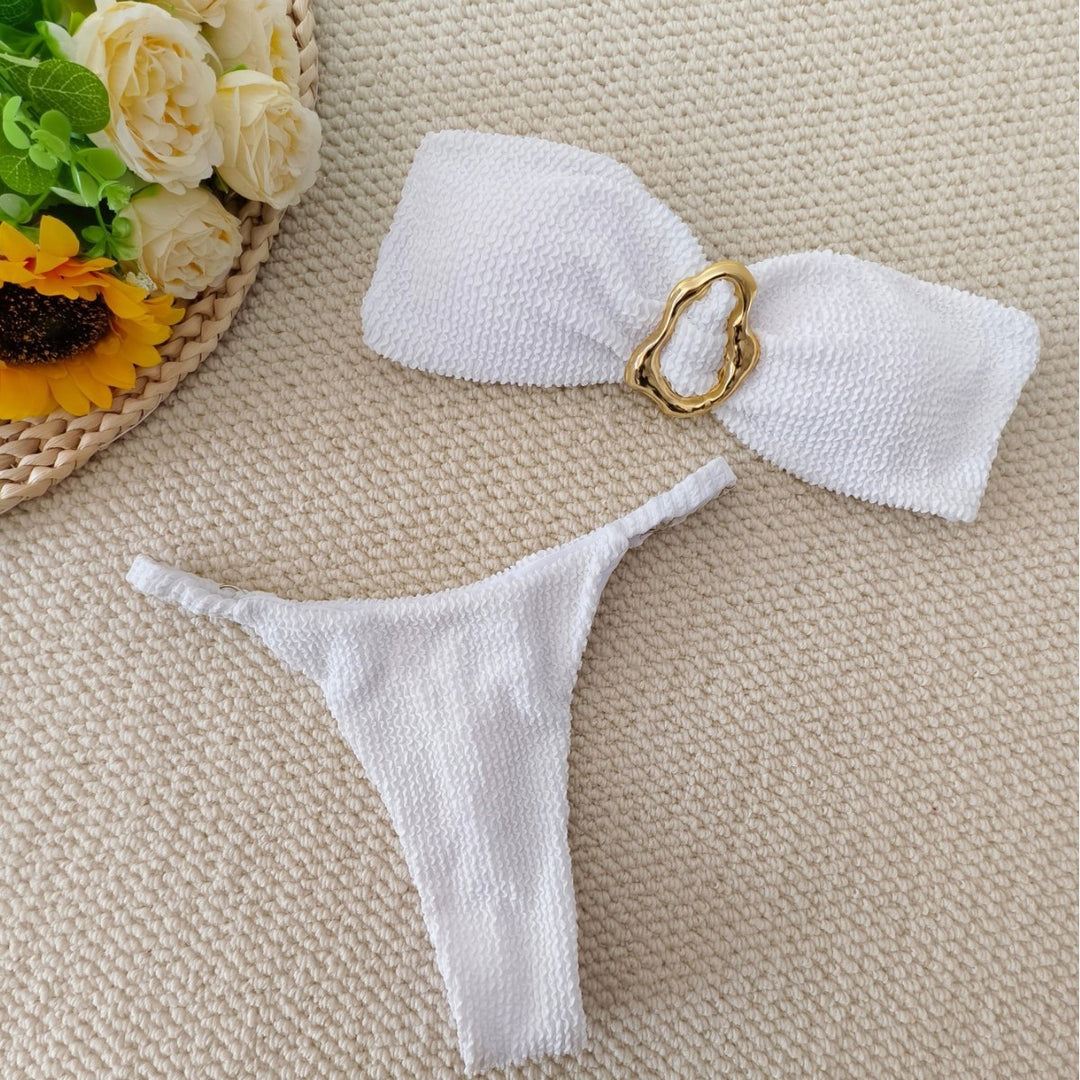 Dame Bandeau-Bikini med elegant smykkedetalje Skovae