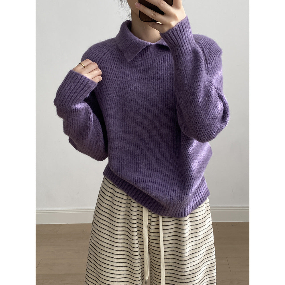 Dame sweater med polokrave og afslappet snit i blødt materiale Stilla