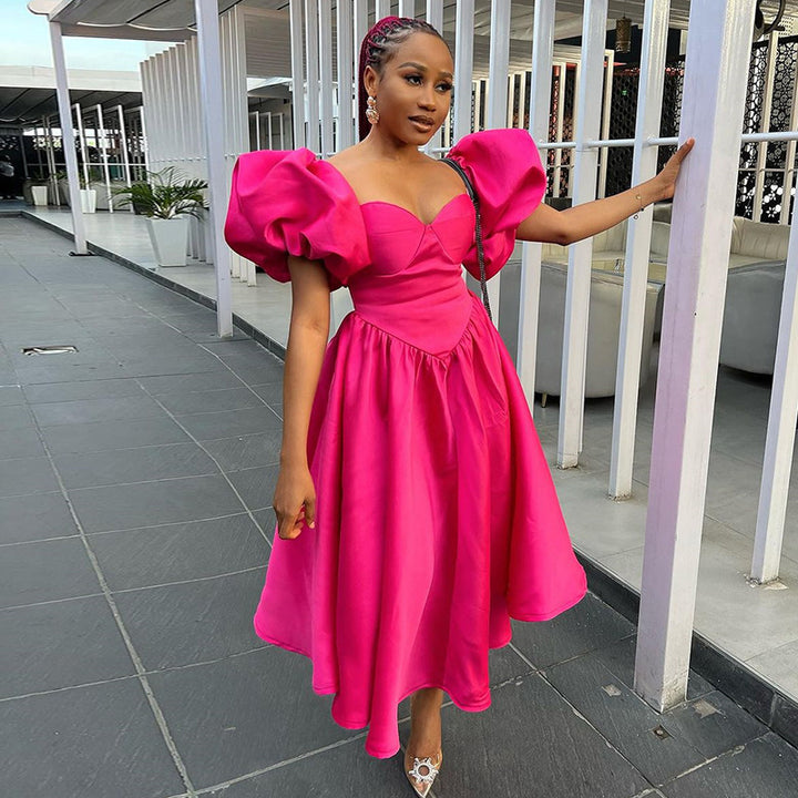 Dame Elegant Off-Shoulder Puffærmer Kjole Stilla