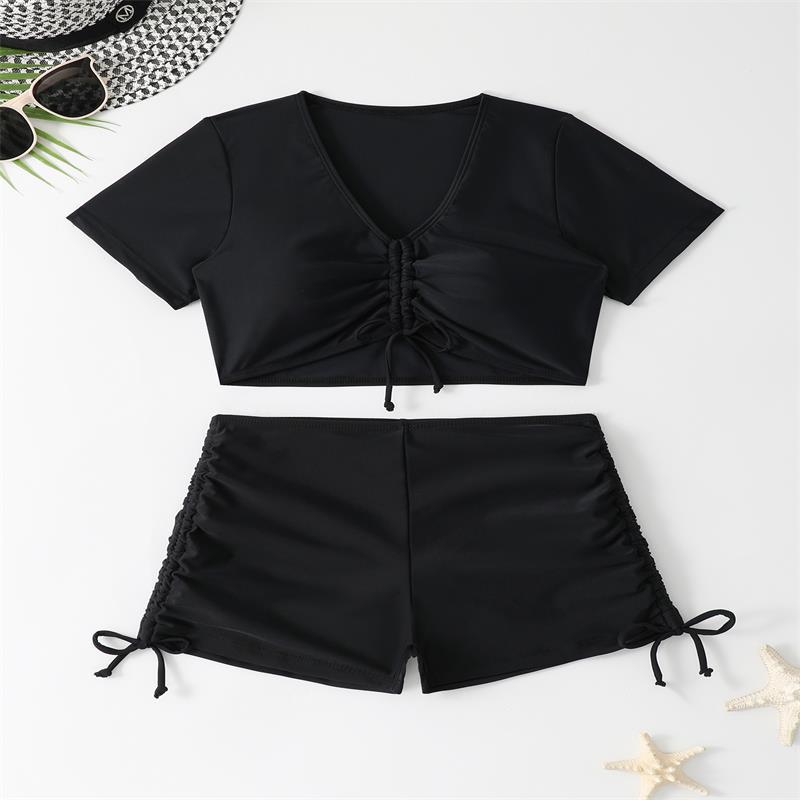 Damer Sporty Bikini-sæt med kortere shorts og justerbar top Skovae