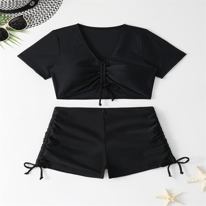 Damer Sporty Bikini-sæt med kortere shorts og justerbar top Skovae