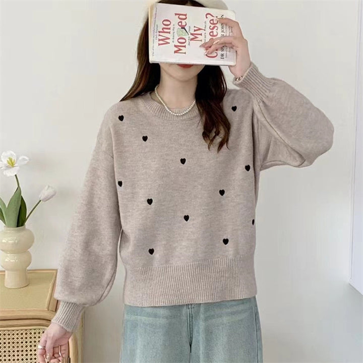 Kvinders sweater med hjerte-motiv og afslappet pasform Stilla