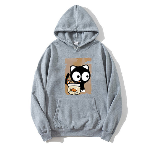 Kvinders hætte sweatshirt med sødt katte design Skovae