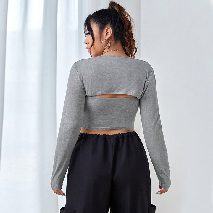 Dame Crop-Top med elegant langærmet design Stilla