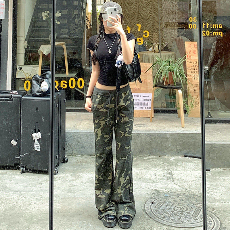 Dame Flared Camo Lounge-Bukser Stilla