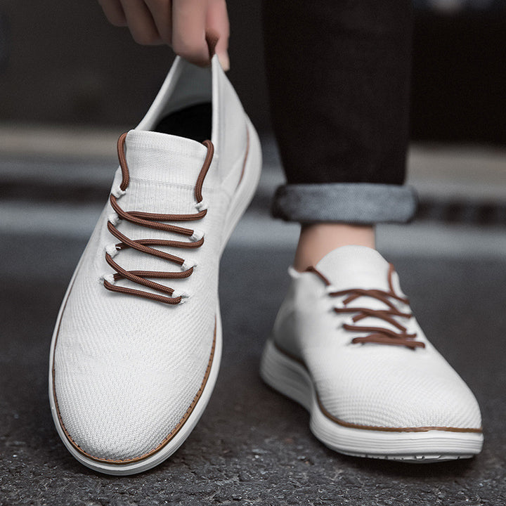 Herrer nan elastisk strik-sneaker i sokke-design med polstret komfortfoders, fleksibel letløbssål og dekorativ snøring Skovae