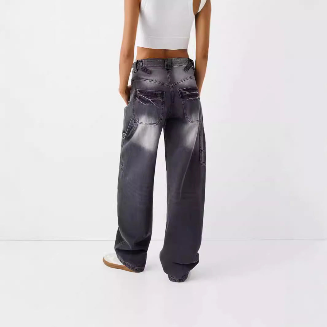 Dame brede højhals jeans med elegant snit og afslappet design Skovae