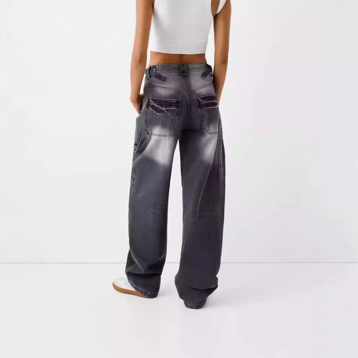Dame brede højhals jeans med elegant snit og afslappet design Skovae