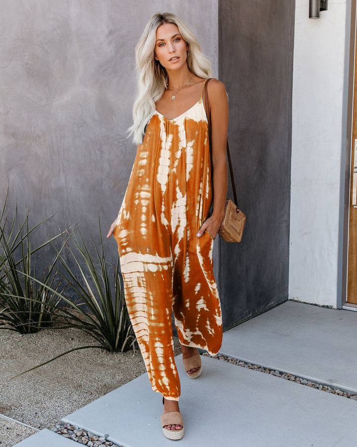 Dame Maximalt Fritids-Jumpsuit med Spaghettistropper Stilla