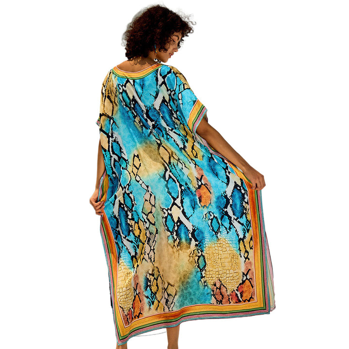 Damer elegant Kaftan med kunstnerisk Zebra-mønster Stilla