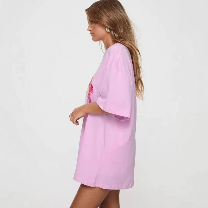 Dame Oversized Grafik T-Shirt Stilla