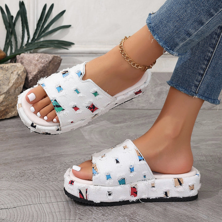 Dame Plateau-sandaler med floral glimmerdesign og komfortable såler Stilla