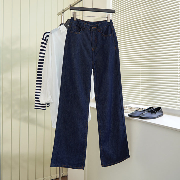 Dame brede jeansbukser lavet af højkvalitets denim med høj talje og afslappet pasform Stilla