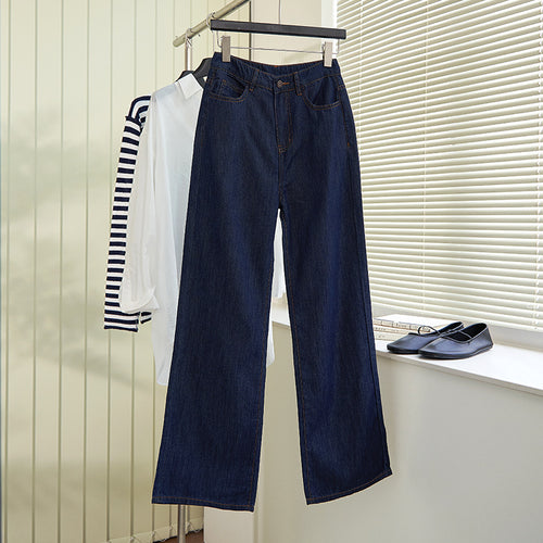 Dame brede jeansbukser lavet af højkvalitets denim med høj talje og afslappet pasform Stilla